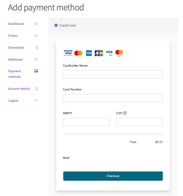 Moneris: Add Payment Method