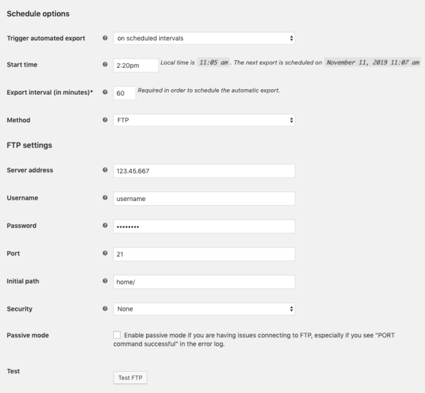 Scheduling an automated export