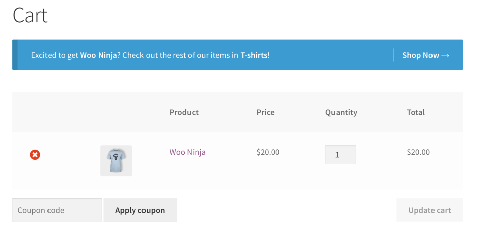 WooCommerce cart notices - category in cart example 2