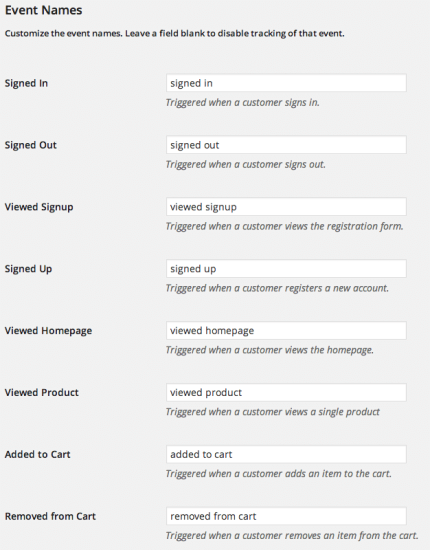 WooCommerce Kissmetrics Event Name Settings