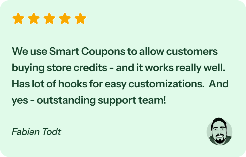 Smart Coupons for WooCommerce plugin is five star rated