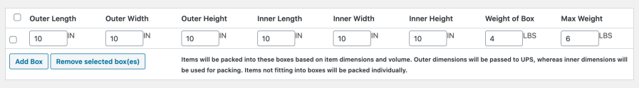 Custom Box Packing Settings