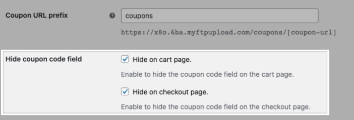  Hide coupon code field settings