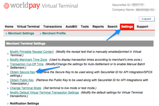 WooCommerce SecureNet Get Secure Key