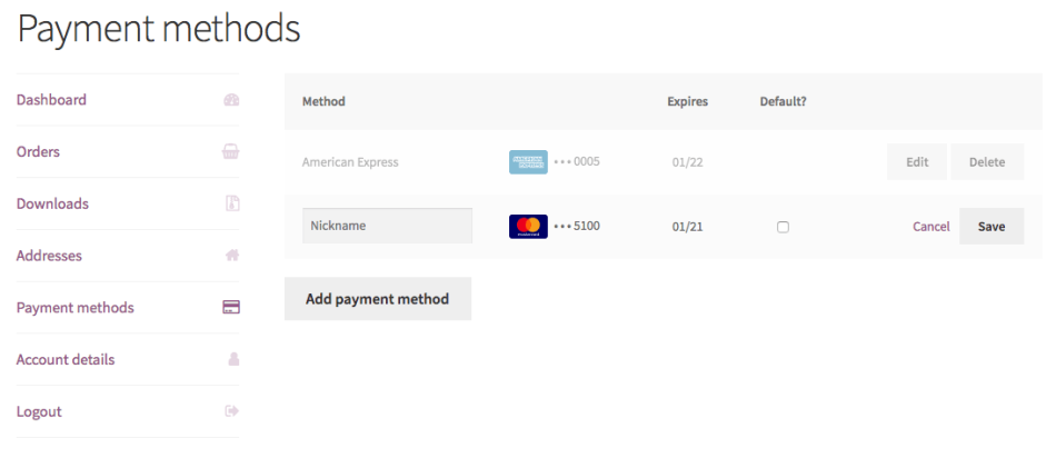 WooCommerce Authorize.net enhanced saved payment methods