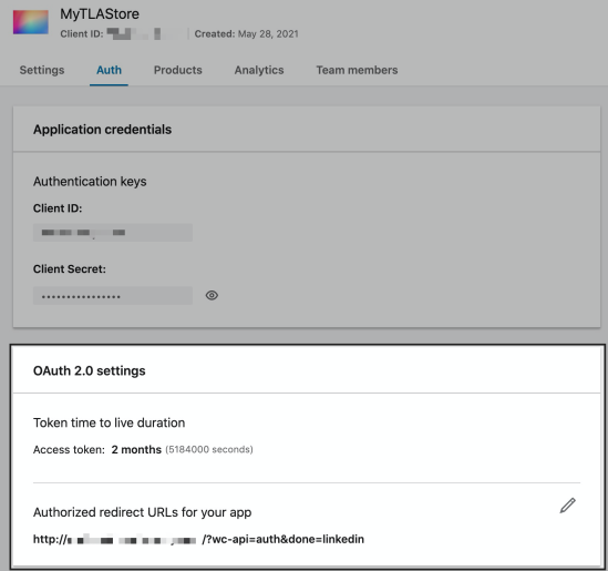 WooCommerce Social Login LinkedIn app settings