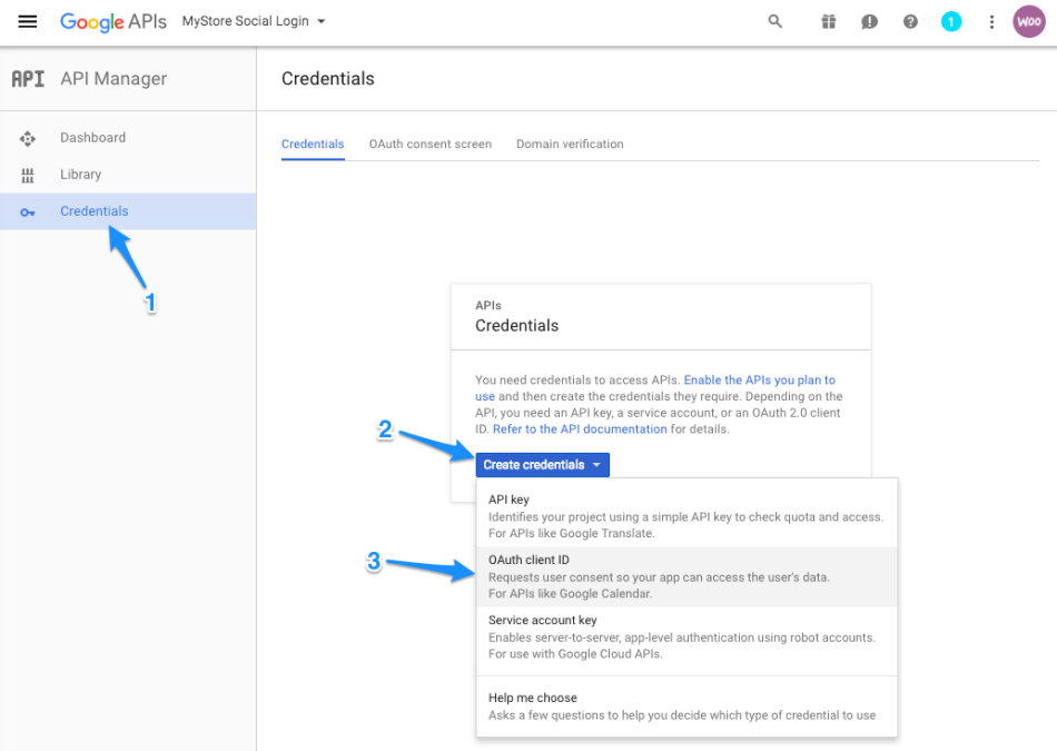 WooCommerce Social Login: Create Google Credentials