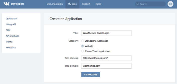 WooCommerce Social Login VK Login step 1