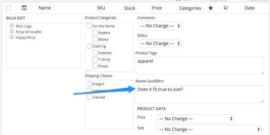 WooCommerce Product Reviews Pro Bulk add qualifiers