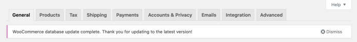 WooCommerce Database Update complete admin banner