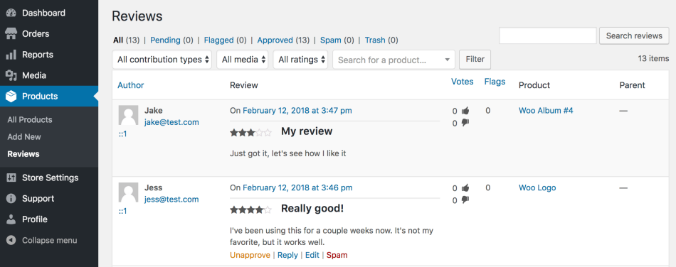 WooCommerce Product Reviews Pro: Vendor view