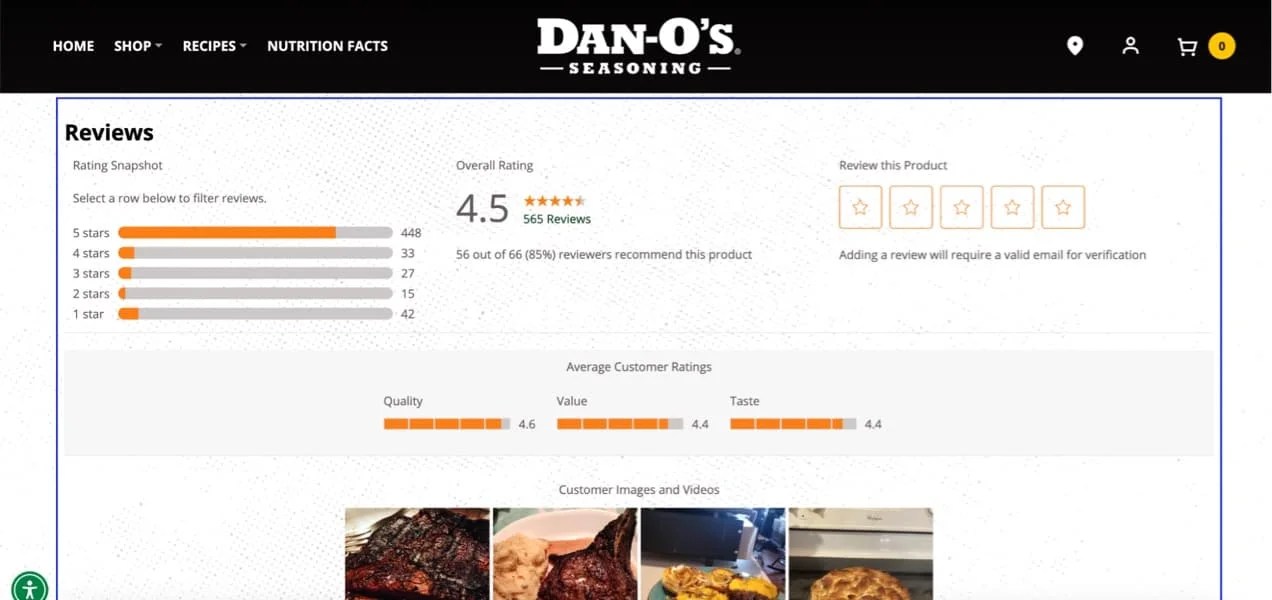 reviews on the Dan-O's seasoning site