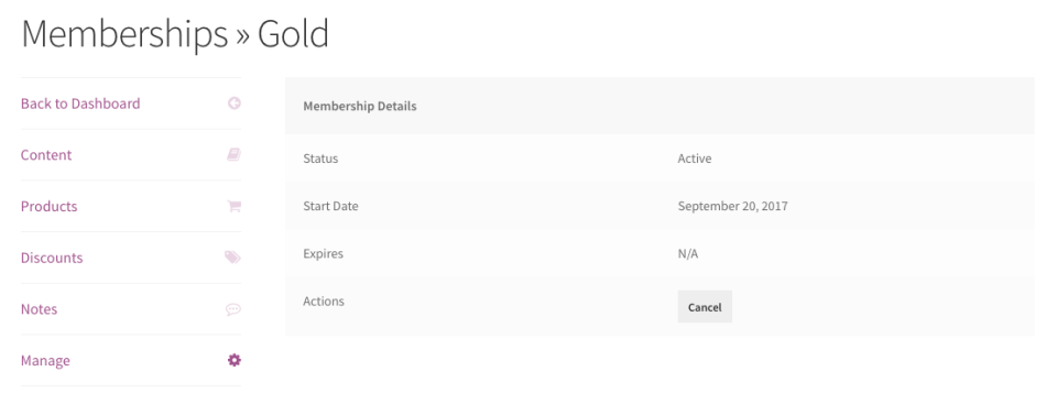 WooCommerce Memberships: Member Area details