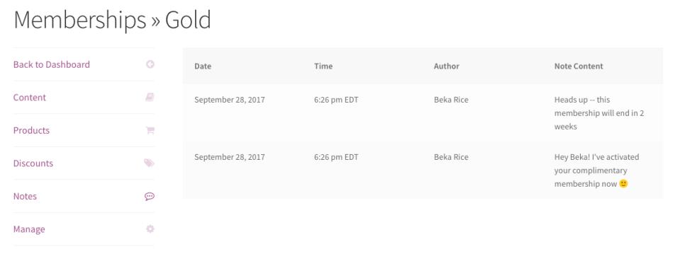 WooCommerce Memberships: Member Area notes