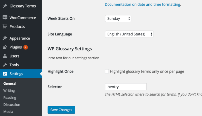 WordPress language setting