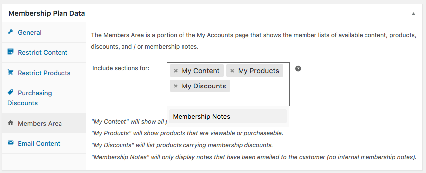 WooCommerce Memberships: member area settings