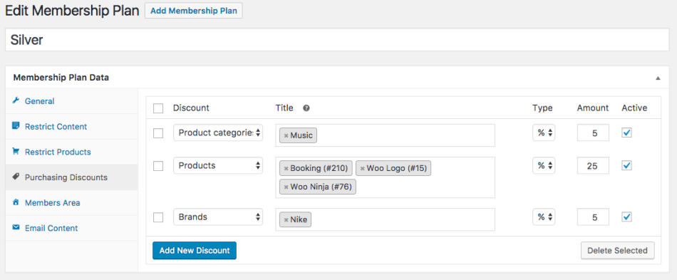 WooCommerce memberships brand discount