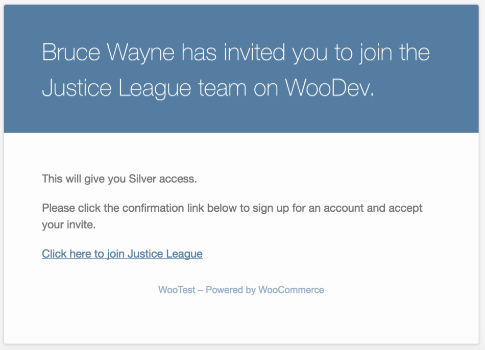 Teams for WooCommerce Memberships: new user invite