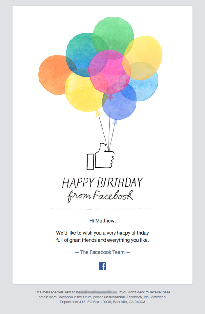 Happy birthday from Facebook! 