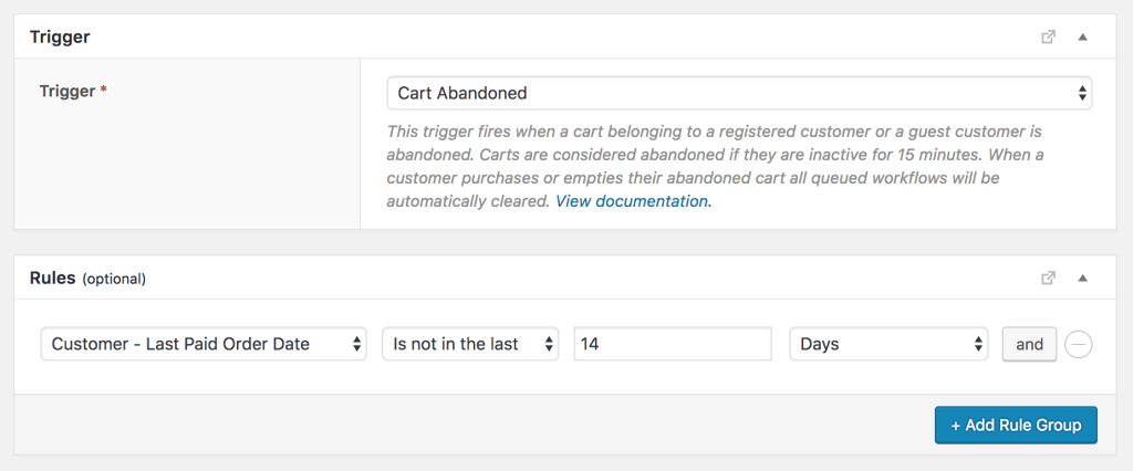 Prevent abandoned cart emails if the customer has ordered in the last X days