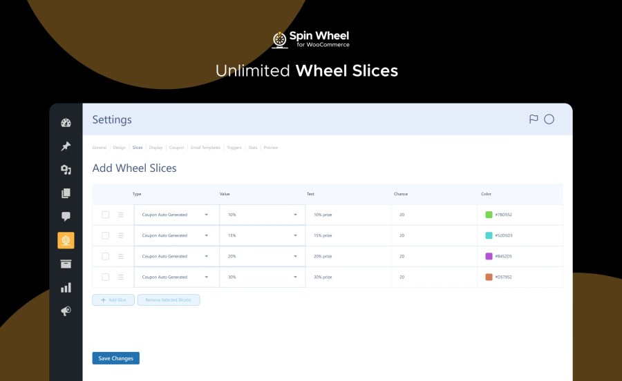 Unlimited Wheel Slices Feature