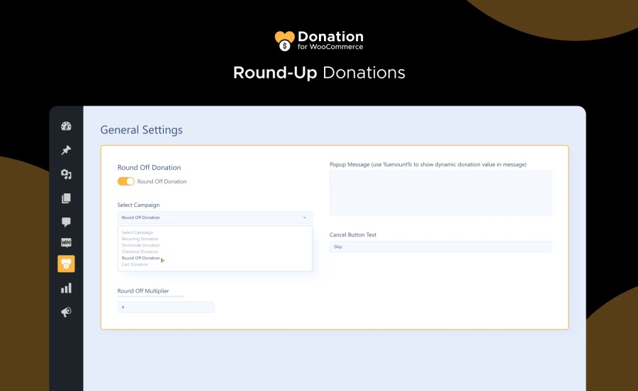 Round-Up Donations Feature