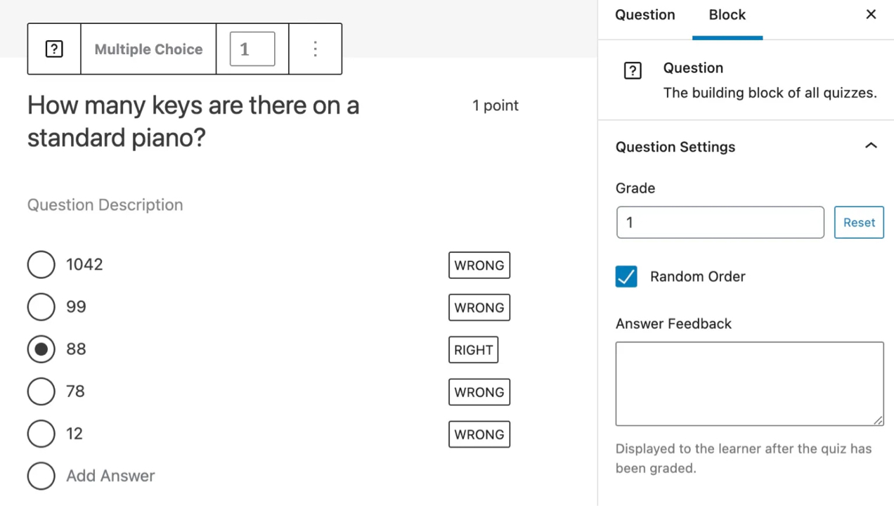 adding a multiple choice question