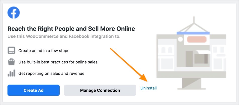 Facebook for WooCommerce uninstall link