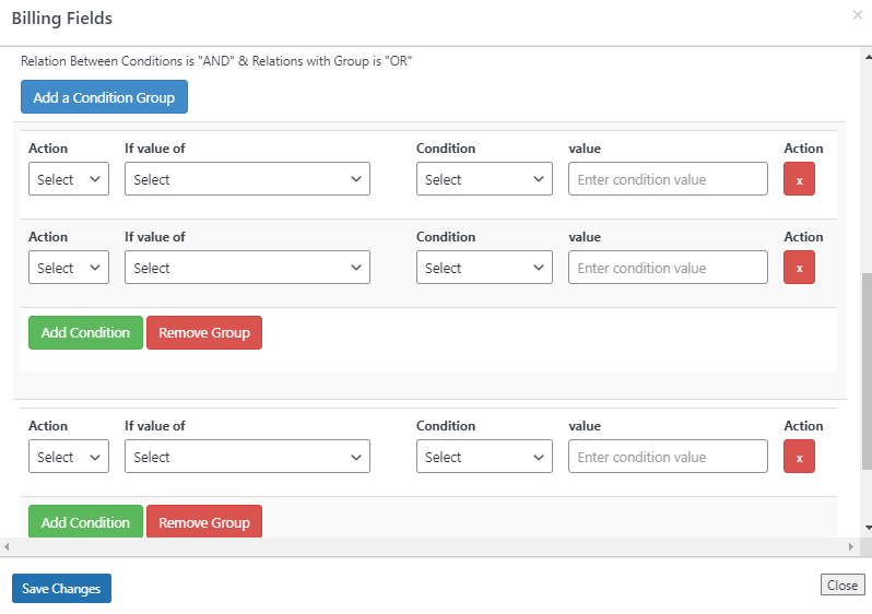 WooCommerce checkout field editor enables you to easily create conditional fields for your checkout page. You can choose the conditions for displaying or hiding the custom field.