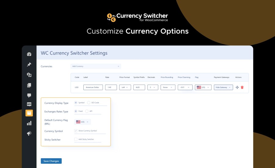 Customize Currency Options Feature