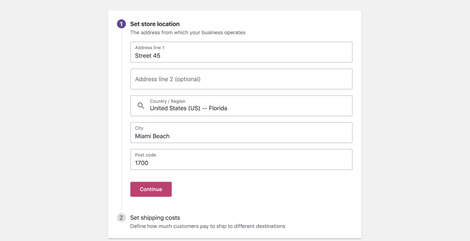 Configurar localização da loja