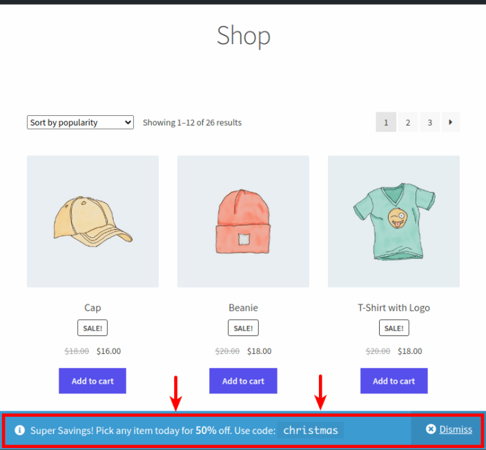 WooCommerce Coupon Code Notice