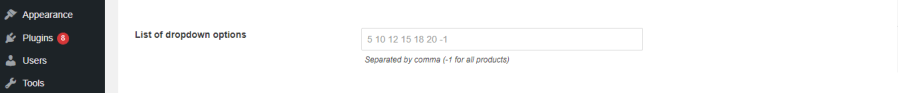 Set the number of products to be displayed on a single page.