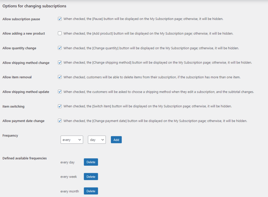 Self service dashboard settings