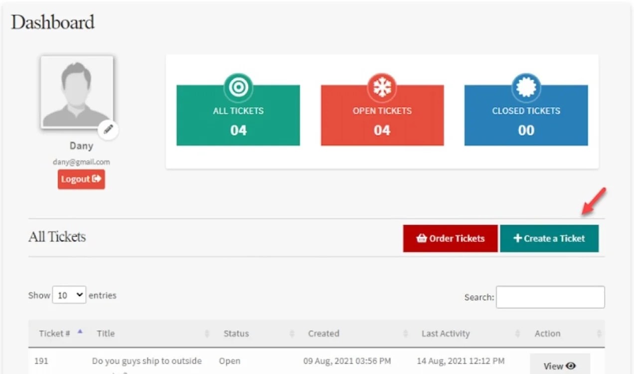 customer service dashboard