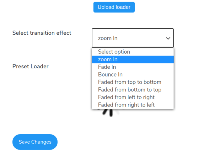 infinite scroll transition