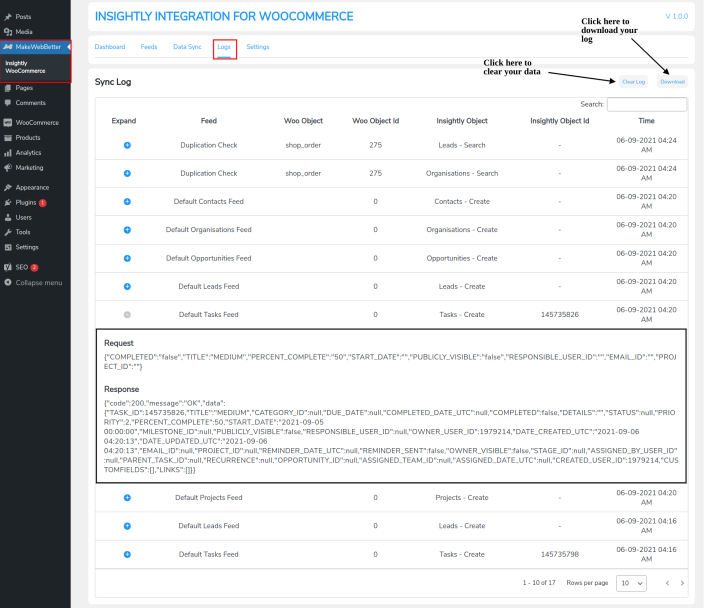 logs setting