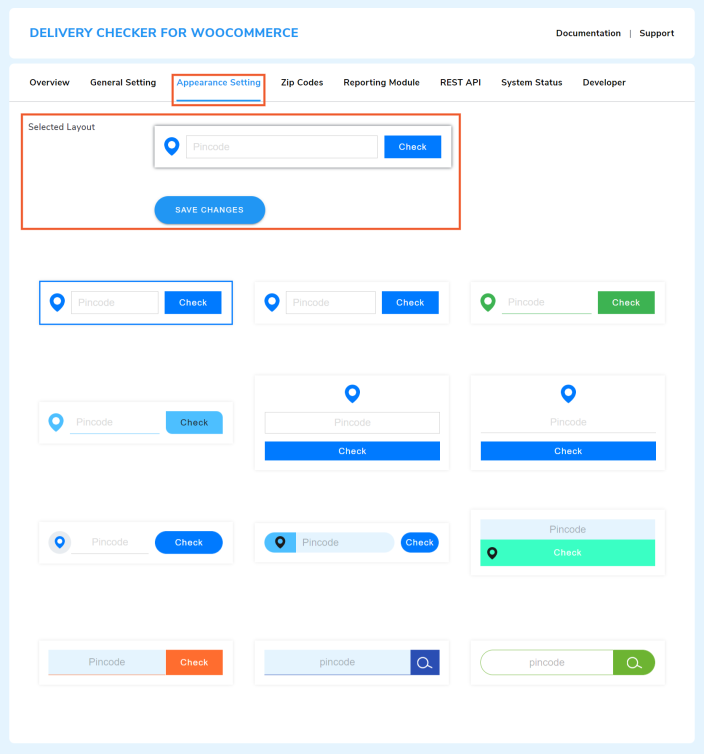 delivery checker appearce setting