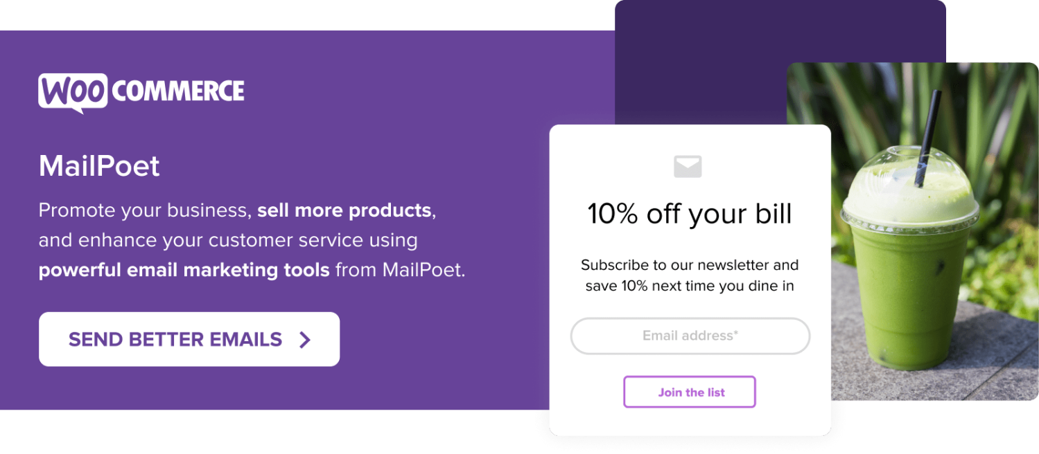 Promote your business and sell more products with email marketing tools from MailPoet