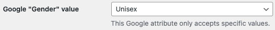 Value for the Google "Gender" attribute