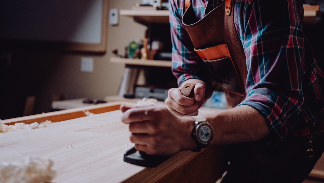 woodworker crafting in his studio