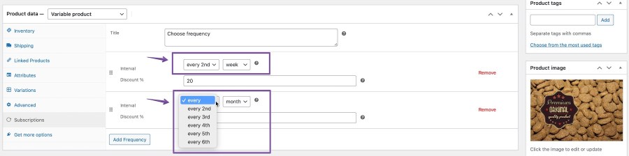 Setting frequency in backend