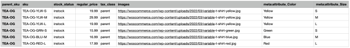 The example child CSV to match the example parent above. 