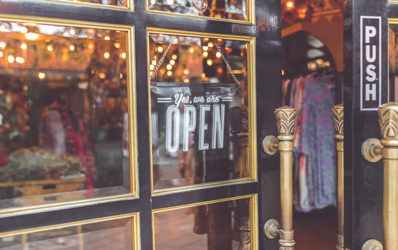 retail store with an "open" sign