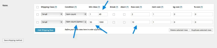 Table Rate Shipping Example 2