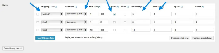 Table Rate Shipping Example 3