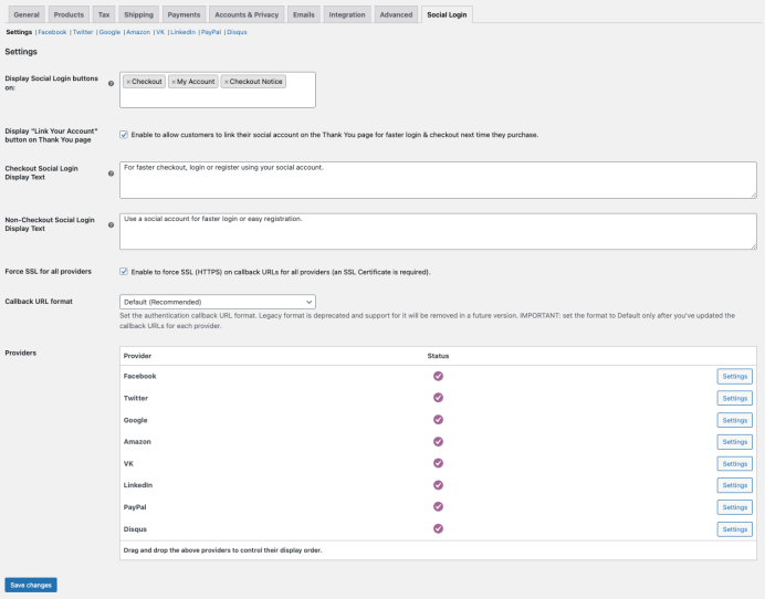 WooCommerce Social Login General Settings