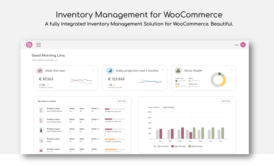 A fully integrated Inventory Management Solution for WooCommerce. Beautiful.