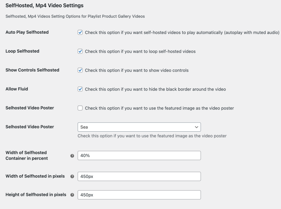 self hosted video settings