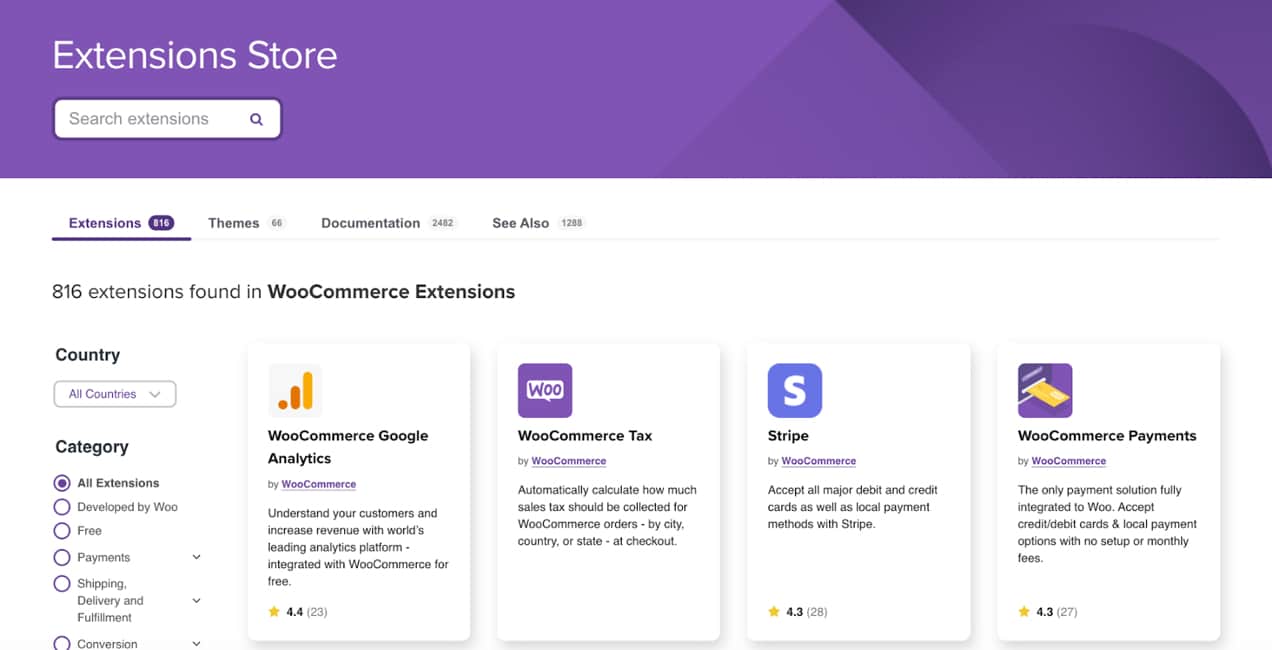 WooCommerce extension store